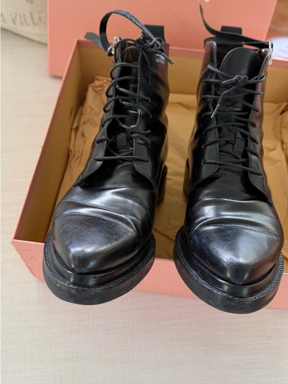 Women’s Black Leather Lace-Up Boots Acne Studio
